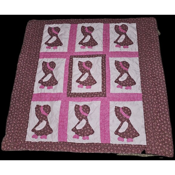 Vintage Sunbonnet Sue Throw Quilt Baby Blanket - Picture 1 of 7